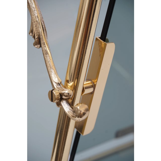 Brass Mid-Century Maison Bagues Magazine Rack in Polished Brass and Blue-Gray Smoke Glass For Sale - Image 8 of 11