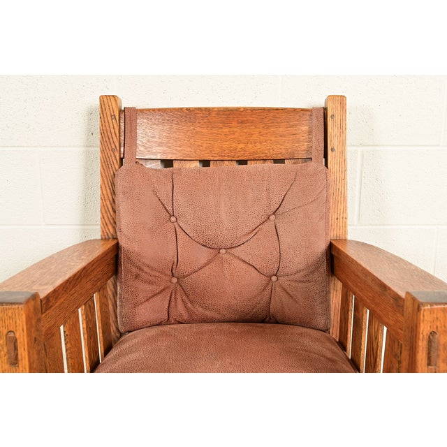 Harden Furniture Antique Mission Oak Arts & Crafts Lounge Chair, Circa 1910 For Sale In South Bend - Image 6 of 13