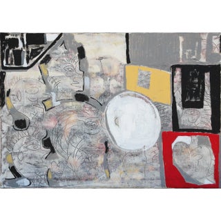 2017 "Luck of the Draw" Gray and Red Abstract Figurative Painting by Paul Reeves For Sale