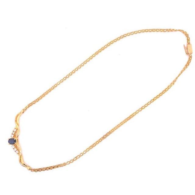 14 Karat Gold Cable Necklace With Diamond and Sapphire Soldered Pendant .40tdw For Sale - Image 10 of 12