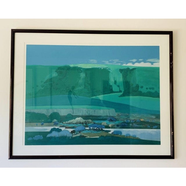 Large limited edition lithograph by Colorado native Keith Finch, (1919-2003) The piece is titled -Pastoral Valley- and is...