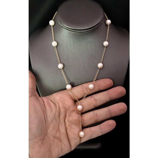 Traditional Akoya Pearl Necklace 14 Karat Gold Large Italy Certified For Sale - Image 3 of 8