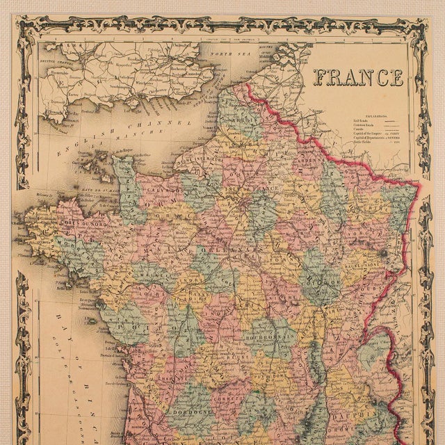 Mid-Century Modern 1970's Large Vintage France Map For Sale - Image 3 of 10