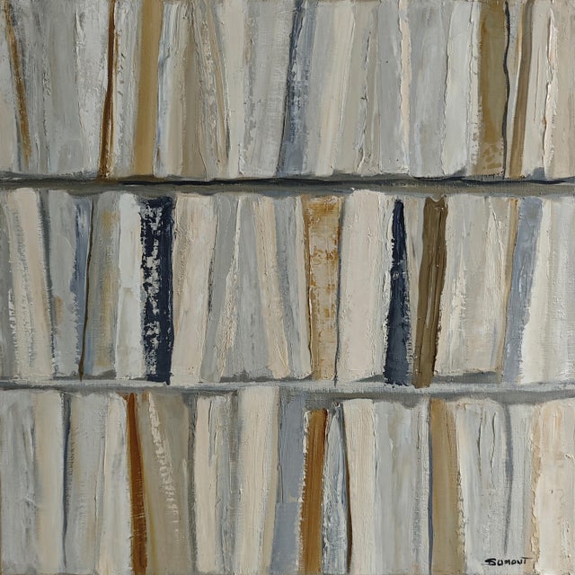 Écru is an original oil painting by French contemporary artist Sophie Dumont, presenting a pared-down interpretation of...