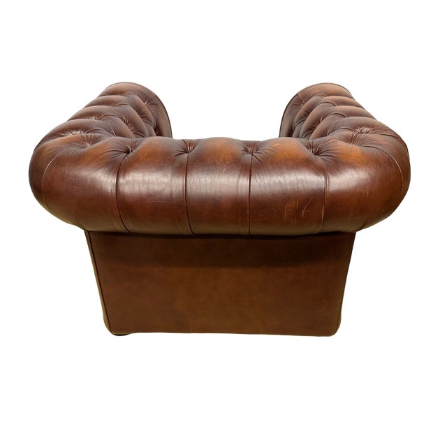 English Chesterfield Brown Leather Club Chair For Sale In Los Angeles - Image 6 of 11