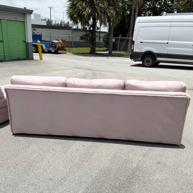 Postmodern Mauve/Pink Sectional Sofa - 2 Pieces For Sale - Image 4 of 12