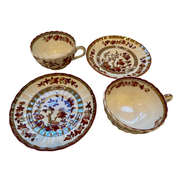 1950s Spode “Indian Tree” Tea Cups & Saucers – Set of 2 For Sale