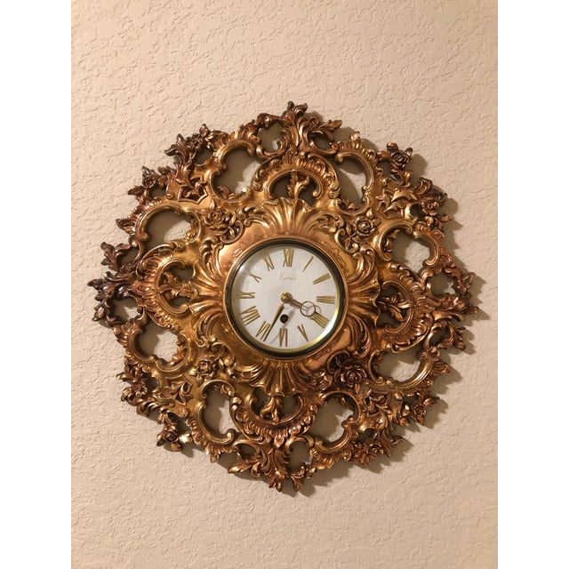 Vintage 1960's Syroco Gold Sunburst 8 Day Clock With Key Chairish