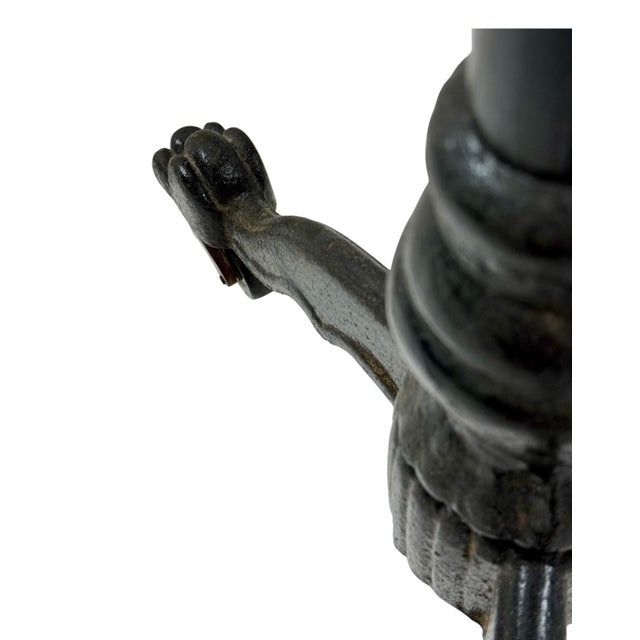 19th Century Antique Cast Iron Drafting Reading Side Table or Desk, Adjustable Lectern With Oak Top & Paw Foot Base For Sale - Image 9 of 12