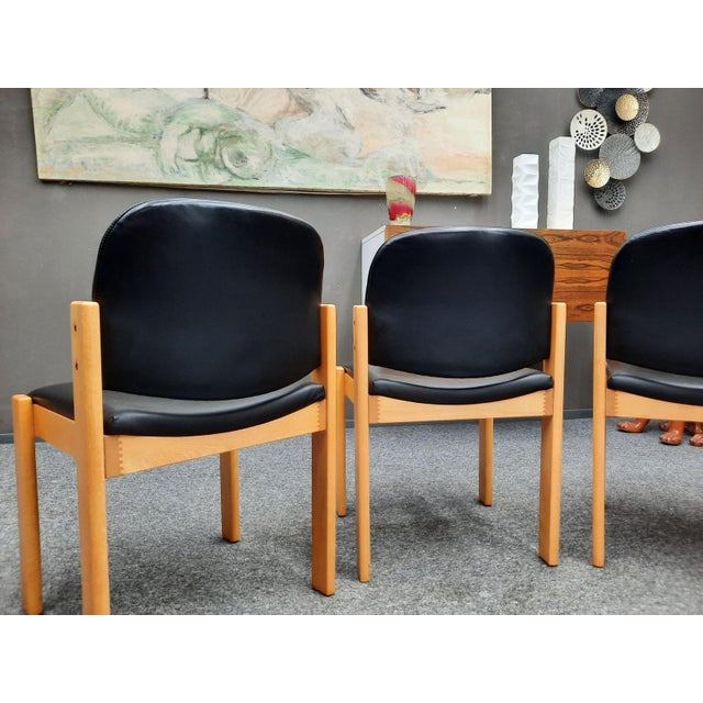 Mid-Century Beechwood and Leather Chairs from Wilde + Spieth, 1970s, Set of 4 For Sale - Image 10 of 15