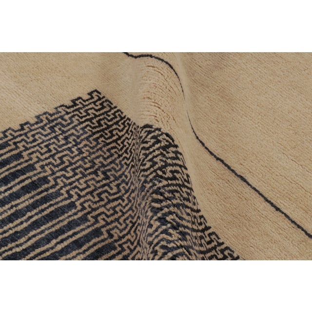 Beige Rug & Kilim’s Art Deco Runner With Geometric Designs in Beige & Black For Sale - Image 8 of 11