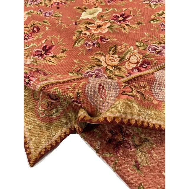 1980s Handwoven Vintage Needlepoint Flat Weave Rug For Sale - Image 5 of 10