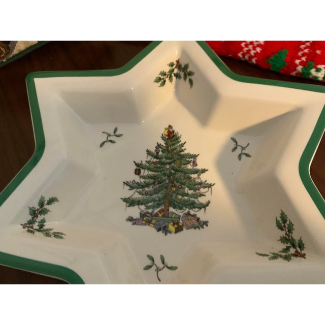 English Spode Christmas Tree Star-Shaped Serving Dish For Sale - Image 3 of 6