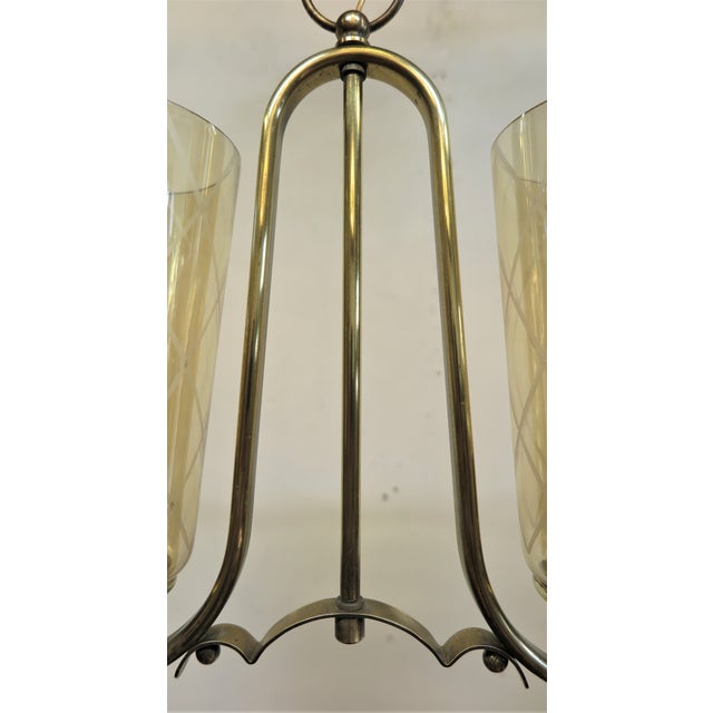 Brass 1950s Mid-Century French Horizontal Chandelier in the Style of Jean Royere For Sale - Image 8 of 13