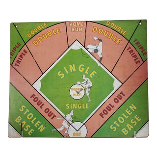 Vintage 1950s All American Masonite Baseball/Bowling Game Board Wall Hanging For Sale