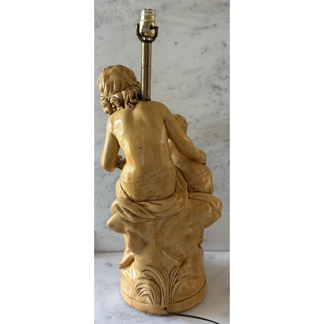 Large Vintage Italian Statue Table Lamp For Sale - Image 4 of 12
