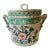Vintage Asian Style Porcelain Floral Theme Covered Ice Bucket With Handles For Sale
