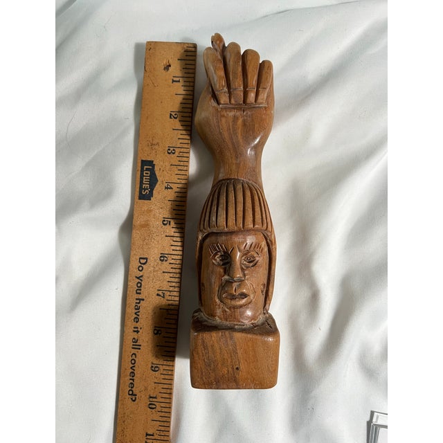 Brown Mid Century Carved Wooden Figa Fist Sculpture For Sale - Image 8 of 11