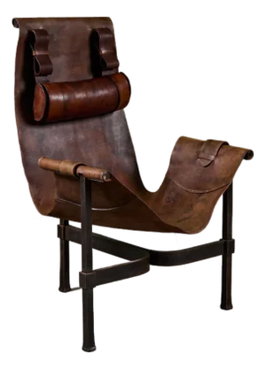 Patinated Jean-Paul Rykaert Leather Sling Chair