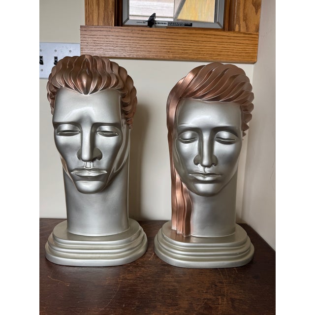 1980s Art Deco Revival Busts After Lora Marx -a Pair For Sale - Image 15 of 15