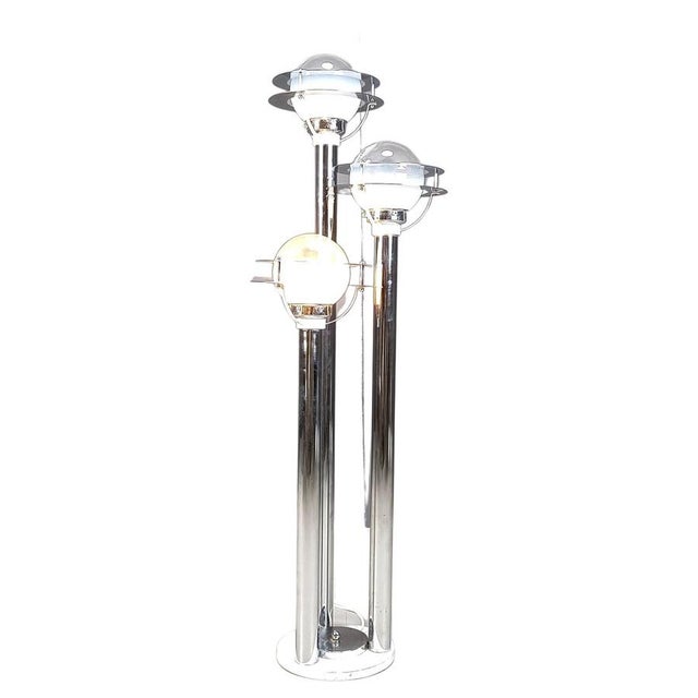 Space Age Chromed and Glass Floor Lamp, 1970s For Sale - Image 11 of 11