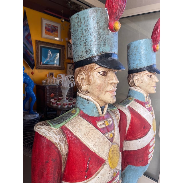 1950s Pair of British Royal Guards Polychrome Statues For Sale - Image 12 of 13