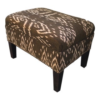 Bronze Ikat Upholstered Stool For Sale