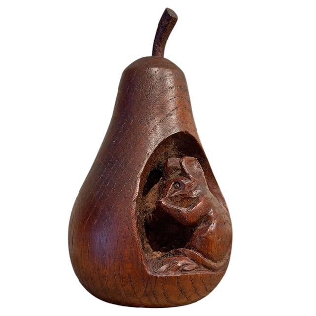 English 20th Century English Carved Oak Pear With Mouse For Sale - Image 3 of 10
