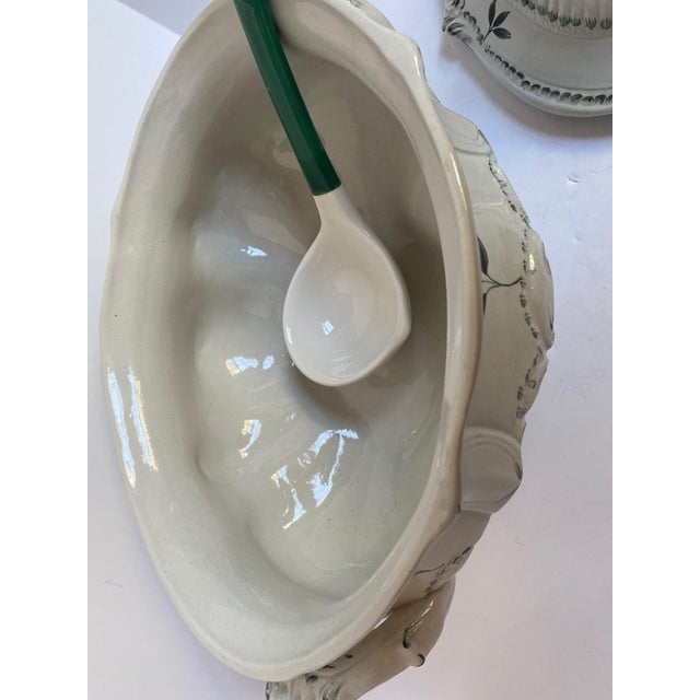 Vintage French Hand-Painted Faience Soup Tureen For Sale - Image 11 of 12