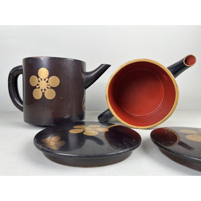 Antique Laquerware Tea Servers, 1890s, Set of 2 For Sale - Image 13 of 18