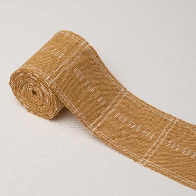 Traditional Schumacher Ayan Tape Trim In Ochre For Sale - Image 3 of 5