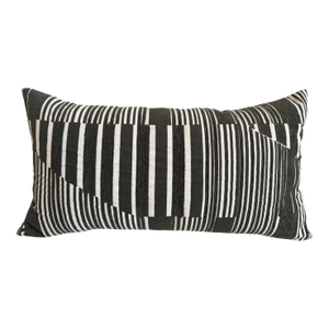 Vintage Grey Stripe Zag Down Lumbar Pillow
