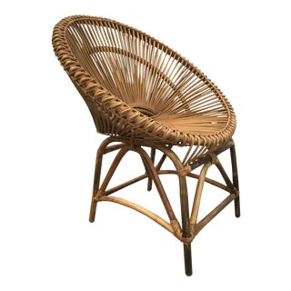 Mid-Century Modern Rattan Circle Chair For Sale