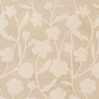 Sample - Schumacher Kantha Embroidered Flower Sisal Wallcovering In Neutral For Sale