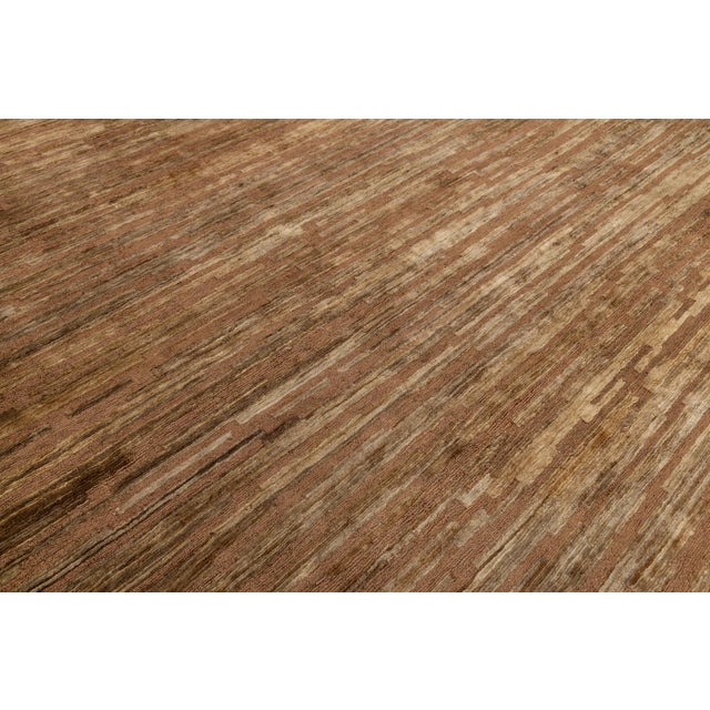 9 X 12 Contemporary Soumak Handmade Geometric Jute Rug in Tan Color For Sale - Image 9 of 11