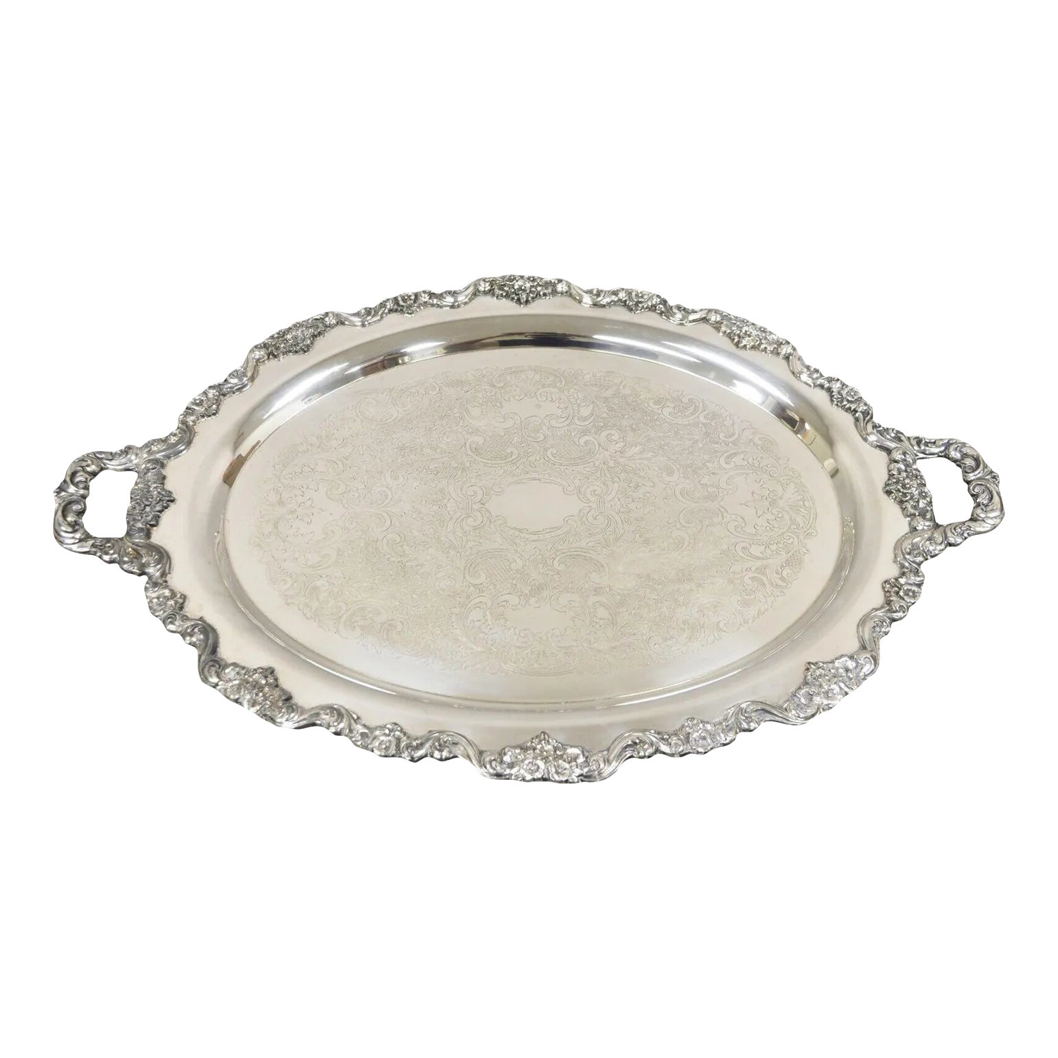 Vintage Epca Poole Silver Co 400 Lancaster Rose Silver Plated Serving