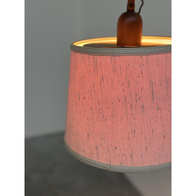 Mid-Century Modern Adjustable Teak Arc Floor Lamp with Fabric Shade, 1960s For Sale - Image 10 of 12