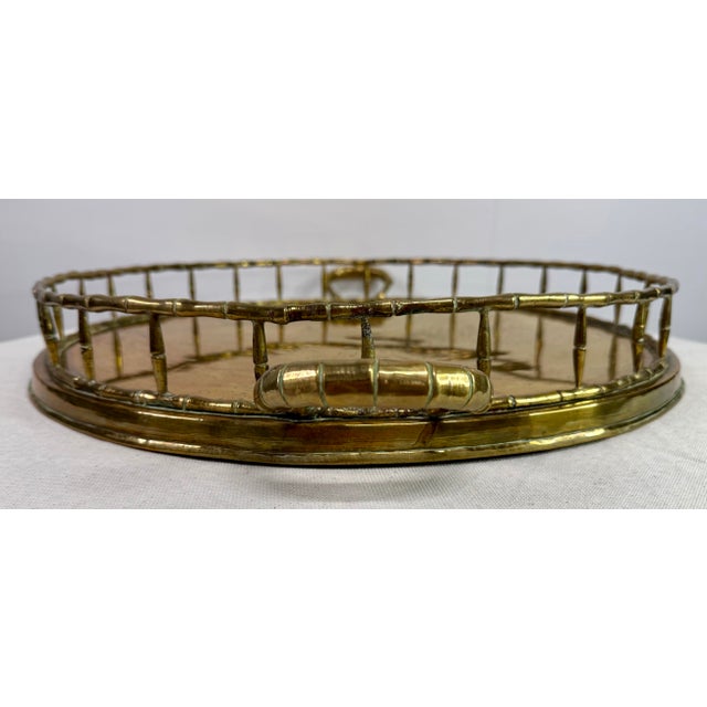 Brass Vintage Large Round Brass Tray For Sale - Image 8 of 12