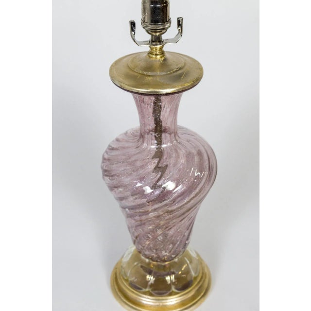 Murano 1940s Silver Leaf Infused Pink Murano Glass Lamp For Sale - Image 4 of 11