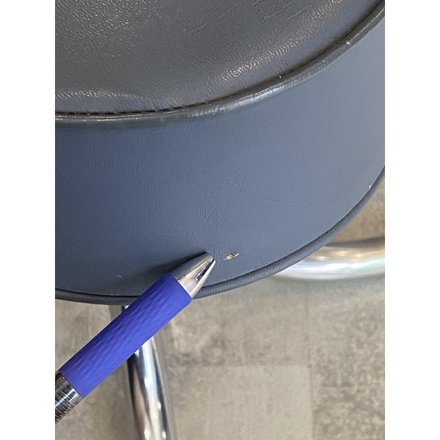 Vintage Swivel Office Chair in Grey Chrome Faux Leather in the style of Roneo, 1950s For Sale - Image 12 of 18