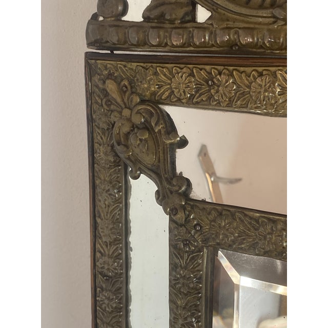 Mirror with Repoussé Brass Glazing Bars, 1890s For Sale - Image 12 of 18