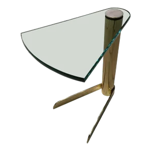 Postmodern Tubular Brass & Glass Side Table From Pace Collection