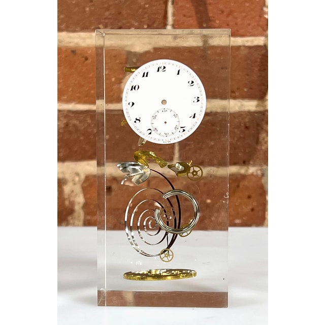 Awesome vintage c.1960's/70's lucite encased exploded view of pocket watch parts by Pierre Giraudon, France! Great piece...