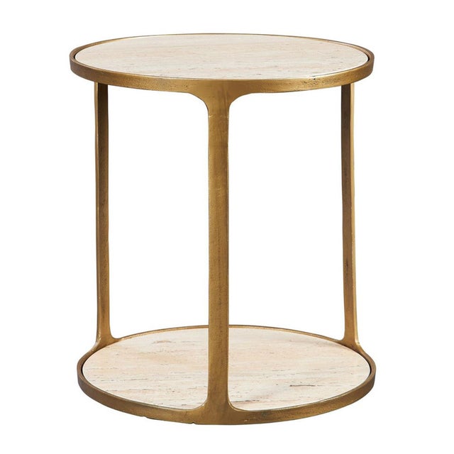 Contemporary Mardy Brass & Stone Side Table For Sale - Image 3 of 3