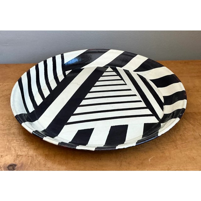 Wood Vintage Geometric Lacquer Decorative Tray For Sale - Image 7 of 12