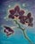 Sanguis Maledictum by Sybiline | Oil on Wood Painting of dark orchids with dripping petals For Sale