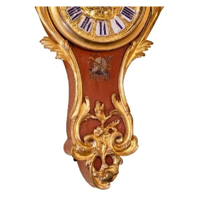 Louis XV Style Bronze-Mounted Verni Martin Painted Clock and Sconce Garniture - Set of 3 For Sale - Image 10 of 13