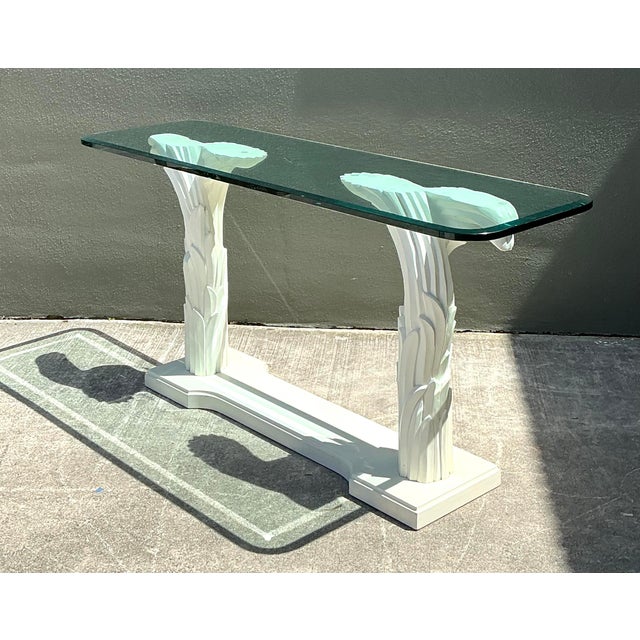 Mid 20th Century Vintage Serge Roche Twisted Palm Frond Console Table For Sale - Image 5 of 12