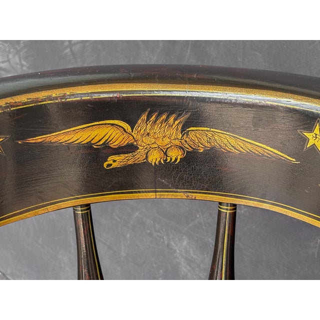American Ebonized Captain's Chair With Federal Style Eagle and Stars For Sale - Image 14 of 18