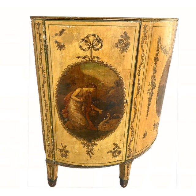 Traditional George III Painted Demilune Cabinet For Sale - Image 3 of 12
